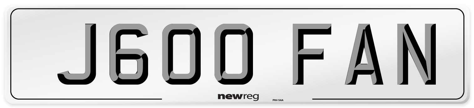 J600 FAN Number Plate from New Reg